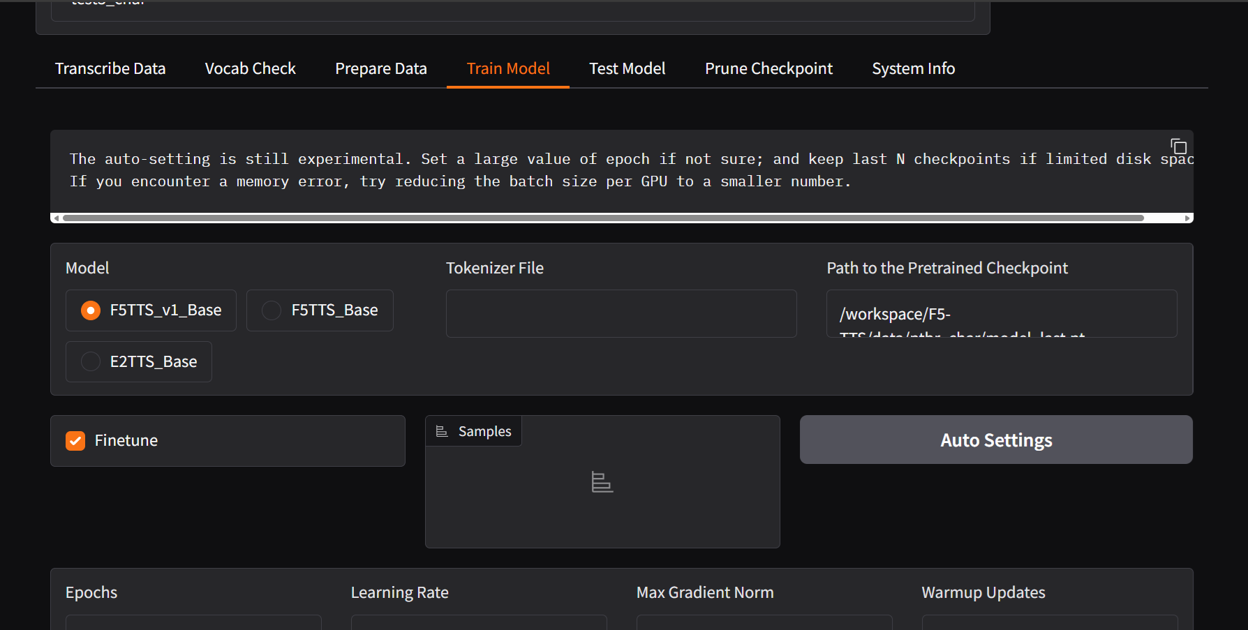 Aplicação Finetune